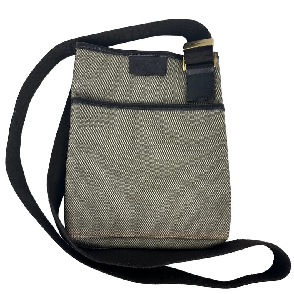 Salvatore Ferragamo Womens Canvas Strap Beige/Brown Crossbody Shoulder Bag